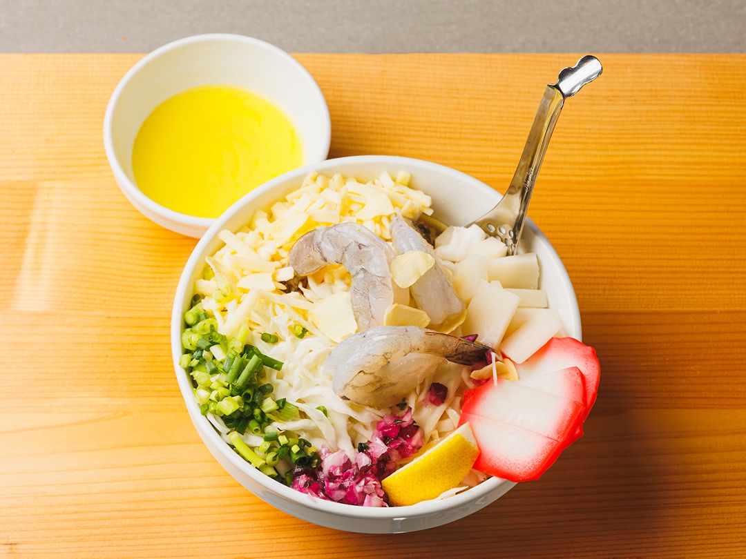 盛り付けられたもんじゃの一皿